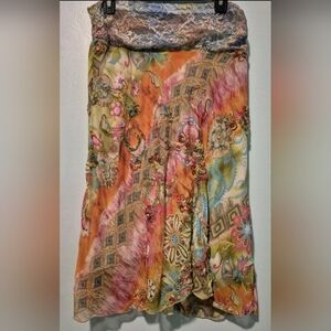Vintage Canvasbacks Multicolor Color Boho Art To Wear Skirt Women's Sz 10 USA